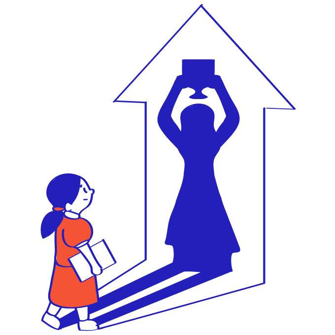 Illustration – Woman seeing success – No background