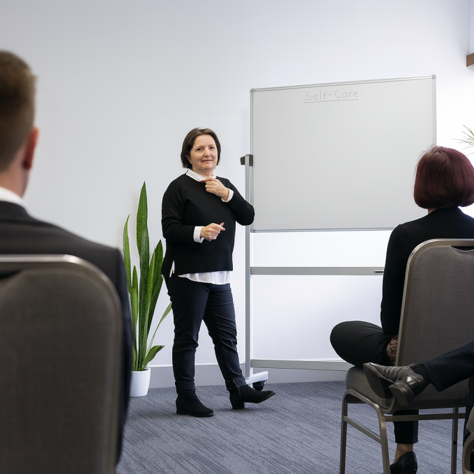 Person running a workshop